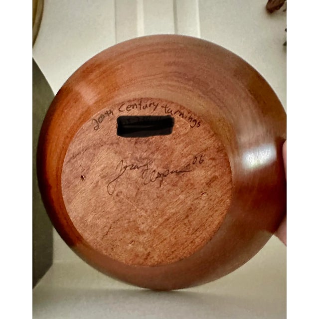 Wood Danish Modern Style Hand-Crafted Wood Turned Walnut Bowl For Sale - Image 7 of 13