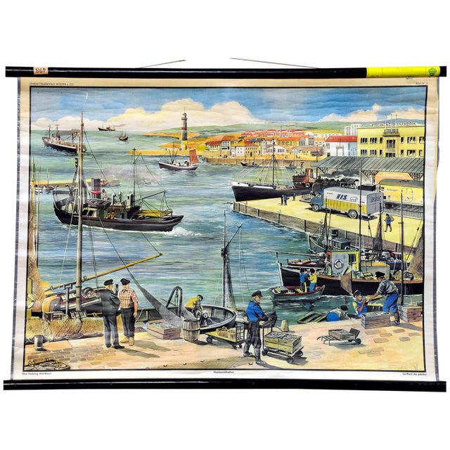 Fishing Harbour Goods Railway Station Wall Chart For Sale - Image 11 of 11
