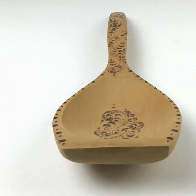 Wood Folk Art Wood Burned Etched Serving Spoon For Sale - Image 7 of 9
