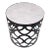 16" Zen Style Chevron White Mosaic Table, Black Base For Sale