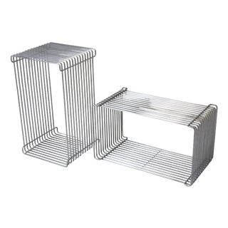 Wire Steel Pantonova Side Tables by Verner Panton for Fritz Hansen, 1970s, Set of 2 For Sale