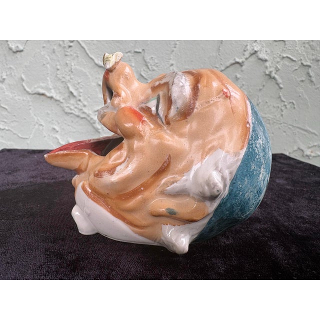 Mid-Century Modern Vintage Hobo Clown Smoking Head Ashtray – Hand-Painted Ceramic – Japan / Occupied Japan For Sale - Image 3 of 7