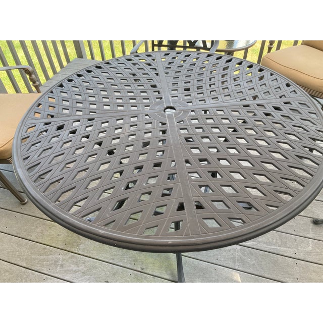 Black cast aluminum dining set purchased in the early 2000s from Plow and Hearth. Set is in very good condition showing...