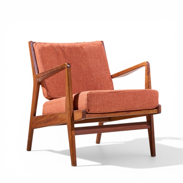 Jens Risom Jens Risom Mid Century Walnut Lounge Chairs - Pair For Sale - Image 4 of 13