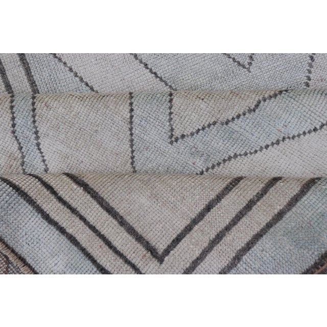Vintage Turkish Unique Runner With Modern Design in Lt. Blue, Taupe and Brown For Sale - Image 10 of 11
