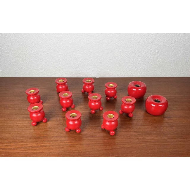 Mid-Century Traditional Swedish Wooden Christmas Candleholders, 1960s, Set of 12 For Sale - Image 13 of 13