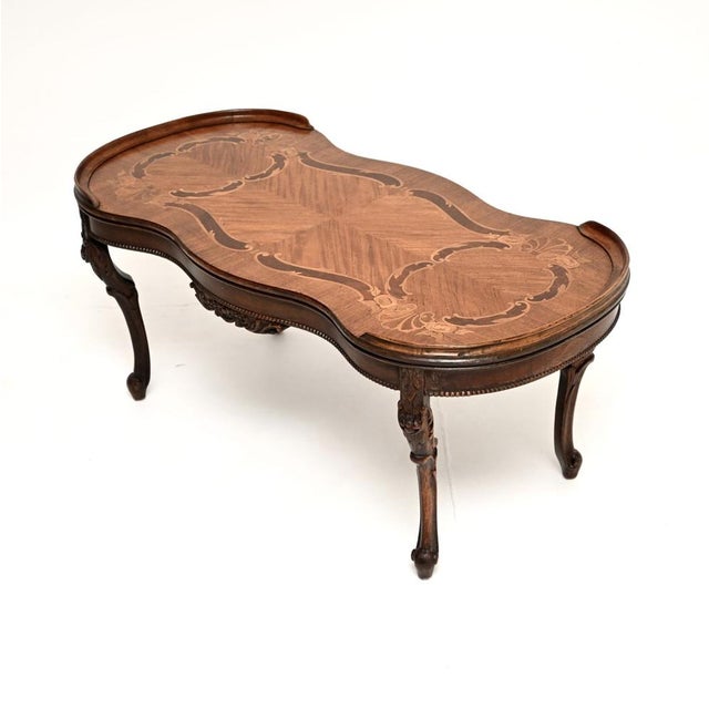 Antique French Inlaid Coffee Table, 1930s For Sale - Image 3 of 9