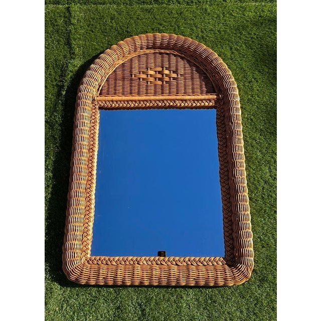 Vintage French Mirror in Natural Rattan with Twisted Braid, 1970-1980 For Sale - Image 9 of 9