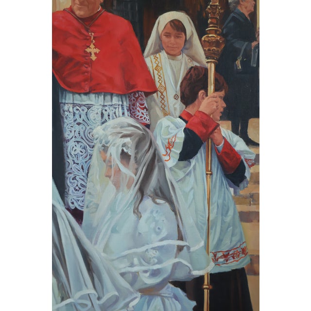 Late 20th Century Frank Cannas Large Signed Original First Communion Procession Oil on Linen, Framed For Sale In Washington DC - Image 6 of 18