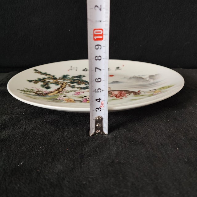 Chinese Ceramic Plate,Famille Rose Porcelain Plate Hand Painted Three Sheep and Playing Children Pattern For Sale - Image 11 of 11