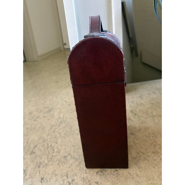 2010s Wine Bottle Case, for Two. Faux Leather. Wood Studded Wine Box Tote. One Case For Sale - Image 5 of 8