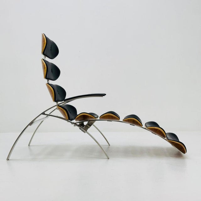 Mid-Century Bauhaus Lounge Chair in Black Leather, 1980s For Sale - Image 5 of 11