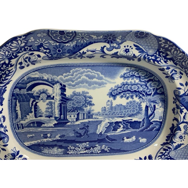 Vintage Authentic Spode Blue Italian 14" Large Serving Platter Scalloped For Sale In Palm Springs - Image 6 of 9