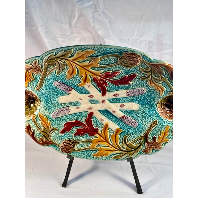 Ceramic Antique, French Majolica Asparagus Platter - 1900s For Sale - Image 7 of 8