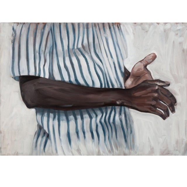 About the painting: in this striking artwork, the viewer’s gaze is drawn to a close-up of an individual’s torso and...