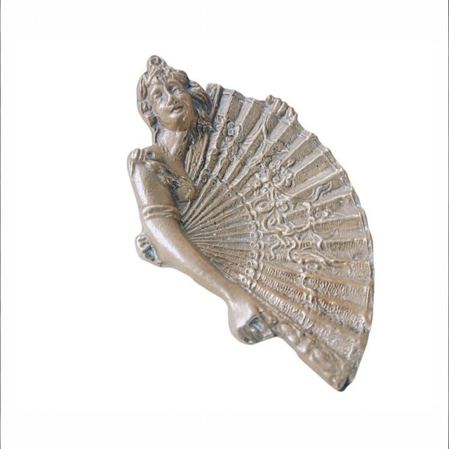 Vintage Art Nouveau Revival Lady and Fan Trinket Dish, 1960s For Sale - Image 4 of 9