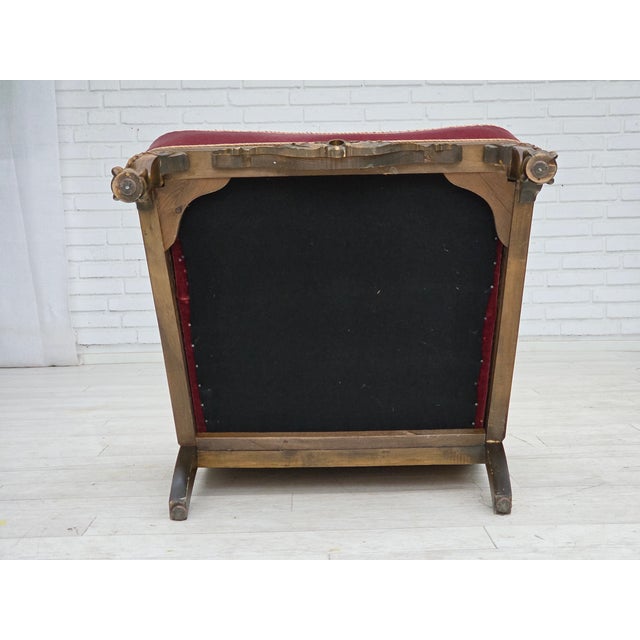 Vintage Danish Chair in Woven Wool and Velour, 1940s For Sale - Image 15 of 18