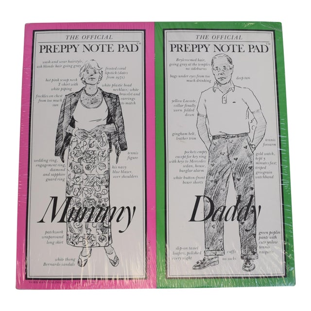 The Official Preppy 1981 Note Pad(s) With/ Pink Mummy & Green Daddy (New/ Old Stock/ Shrinkwrapped) For Sale