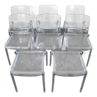 1960s Mid Century Danish Modern Dining Chairs Set 8 Casprini Tiffany Italy Stacking For Sale