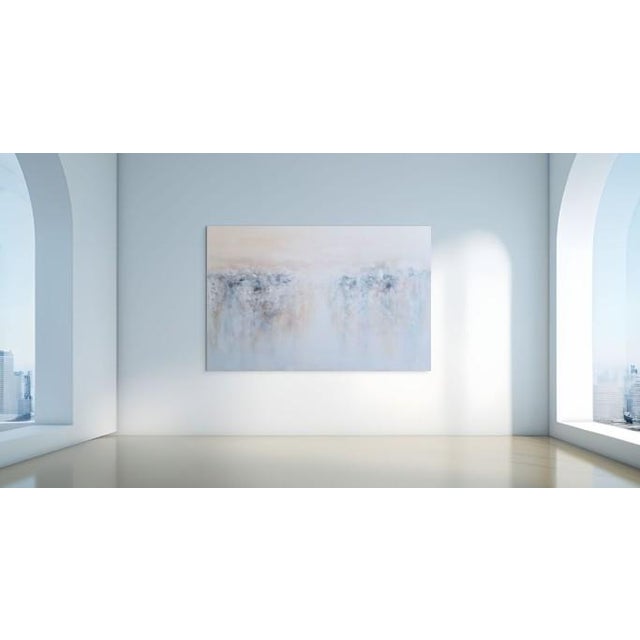 Large Modern Textured Abstract Canvas Painting For Sale - Image 9 of 9