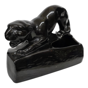 1950s Black Panther Tv Lamp – Ceramic Jungle Cat Light – Mid-Century