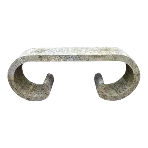 1970s Vintage Hollywood Regency Faux Tessellated Stone Waterfall Console Table
