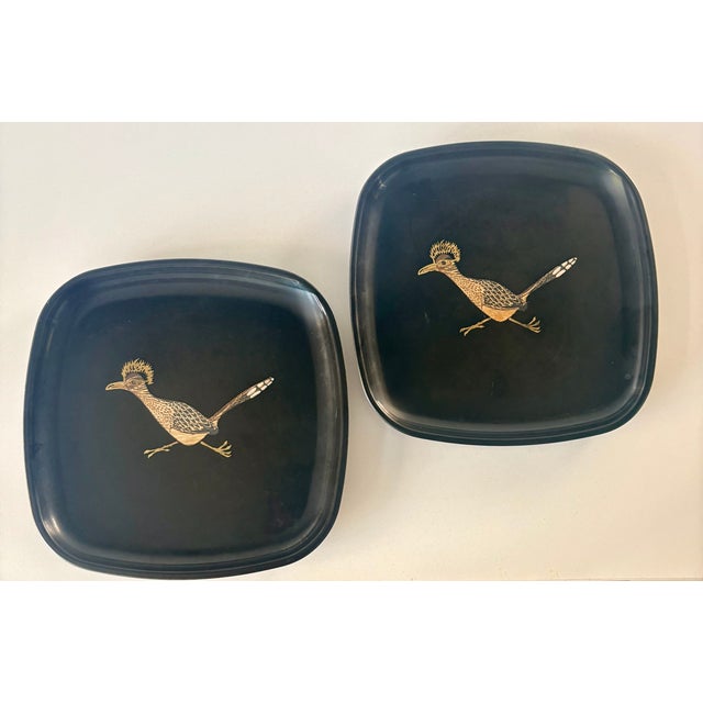 Step up your cocktail hour game by adding this striking, authentic pair of Mid-Century Modern square appetizer and drink...