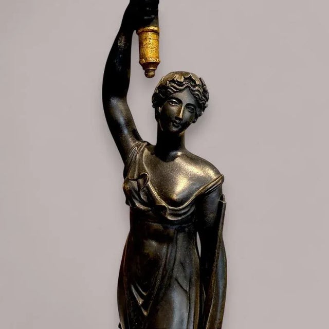 Early 19th Century Empire Gilt and Patinated Bronze Candleholders, Set of 2 For Sale - Image 5 of 13