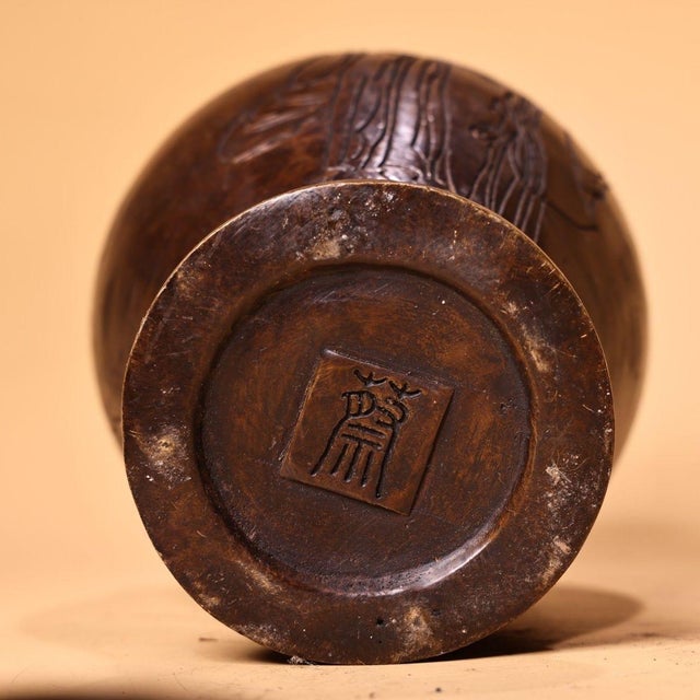 Late 19th Century Bronze Mortar and Pestle With Figural Engraving, 2.4kg For Sale - Image 9 of 9