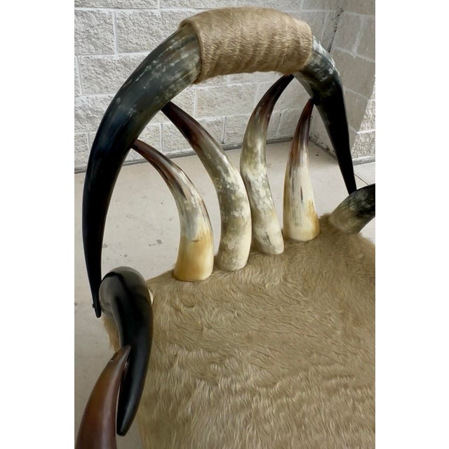 Pair of Rare Vintage Steer Horn &Amp; Cowhide Rustic Southwestern Armchairs. For Sale - Image 12 of 12