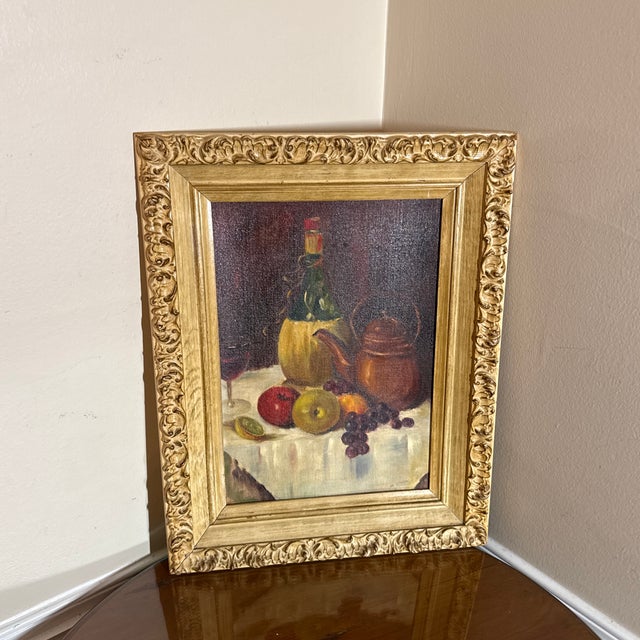 1970s Vintage French Still Life Painting Framed For Sale - Image 5 of 9