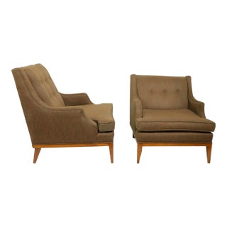 Two Mid Century Mr. & Mrs. Club Lounge Chairs Attributed to Gimson Slater - A Pair For Sale