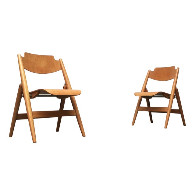 Set of Mid-Century German SE 18 Children Folding Chairs by Egon Eiermann for Wilde+spieth, 1950s For Sale