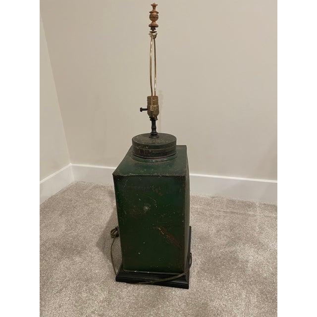 Late 19th Century Antique English Tole Tea Cannister Made Into a Lamp For Sale - Image 5 of 5