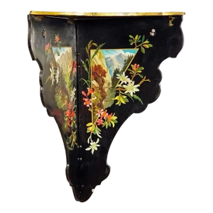 Antique Victorian Papier-Mâché Wall Shelve With Edelweiss Decoration