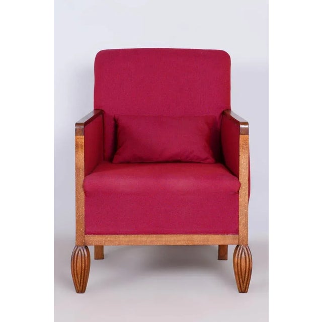 1930s French Art Deco Red Chair in Beech, 1930s For Sale - Image 5 of 9