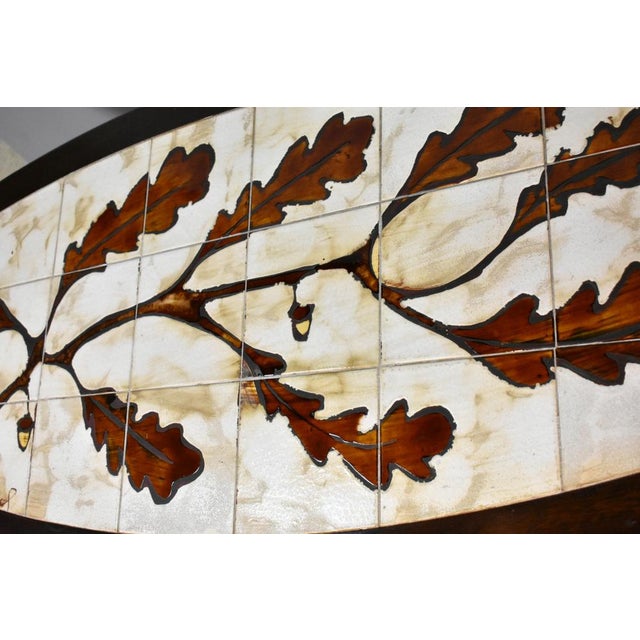 French Coffee Table with Tiled Signed Top, 1970s For Sale - Image 13 of 16