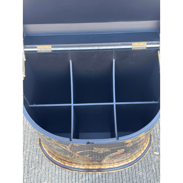 Late 20th Century Late 20th Century Chinoiserie Painted Lift-Top Storage Cabinet With Floral and Bird Motif For Sale - Image 5 of 12