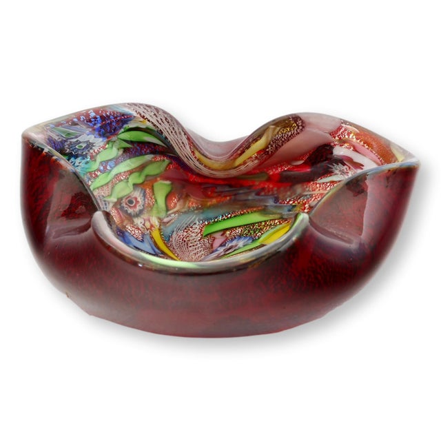 Murano Ruby Red Italian Murano Glass Bowl For Sale - Image 4 of 5