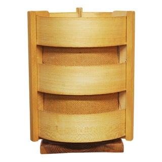 Wooden Lamellae Cylindric Table Lamp, 1970s For Sale