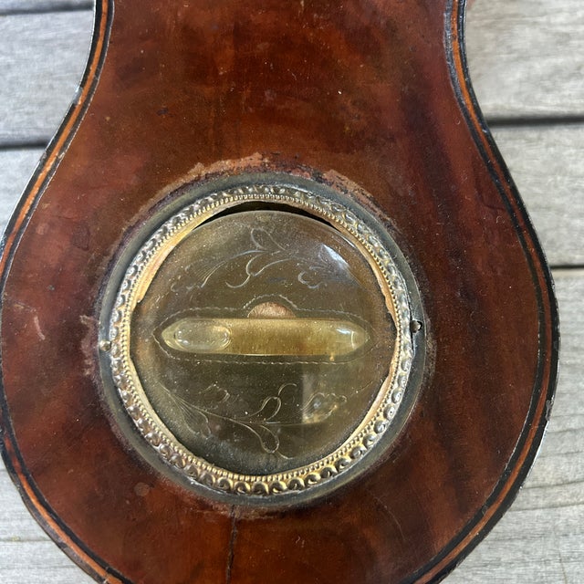 Brown Antique 1820s English J Somalvico London Banjo Mahogany Barometer For Sale - Image 8 of 12