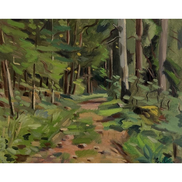 Painter born in Geneva in 1891. Died in Geneva in 1961. This artwork depicts a vibrant and immersive forest scene, evoking...