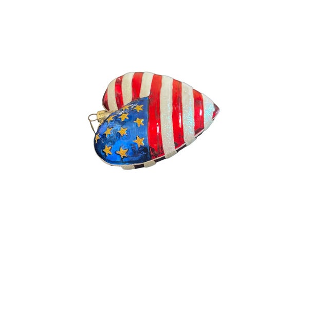 2000 - 2009 Christopher Radko American Brave Heart Ornament 9/11 Usa Flag For Sale - Image 5 of 5