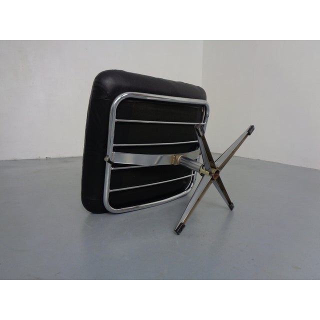 Metal Black Leather Ottoman, Germany, 1960s For Sale - Image 7 of 10