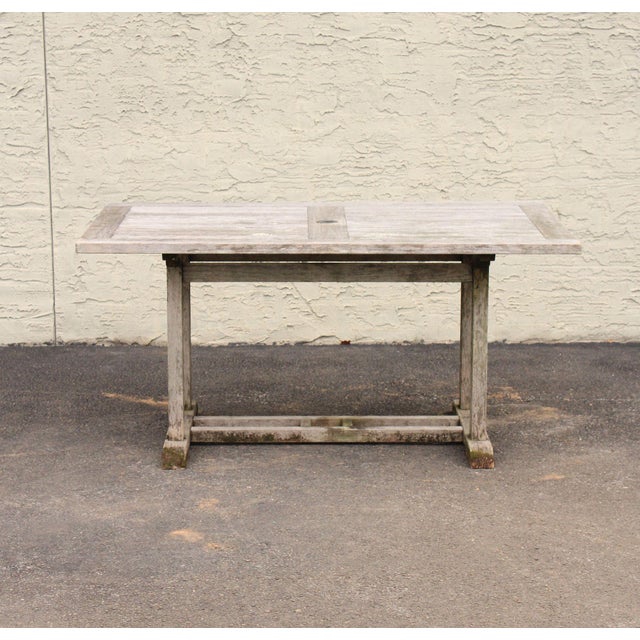Gloster Teak Outdoor Patio Dining Table With Four Chairs For Sale - Image 15 of 18
