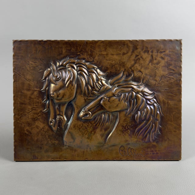 High Relief Painting of Horses in Embossed Copper by Studio Cellini For Sale - Image 13 of 13