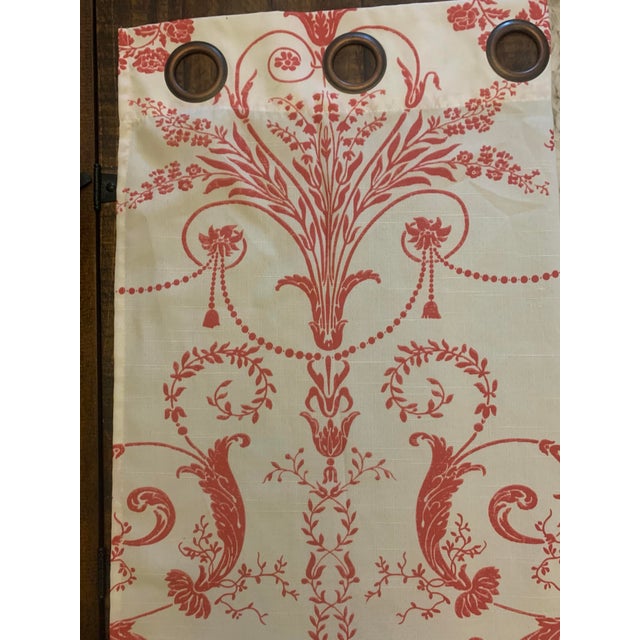 Vintage 1980s Laura Ashley Red Toile Flower Bouquet Curtains- a Pair For Sale - Image 10 of 12