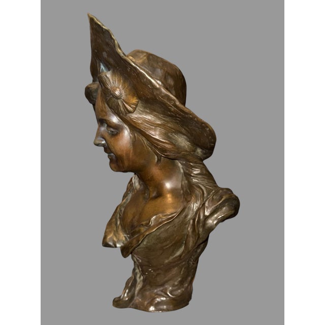 Late 18th Century Antique French Victorian 22" Bronze Statue Sculpture of a Maiden v. Bruyneel For Sale - Image 5 of 12
