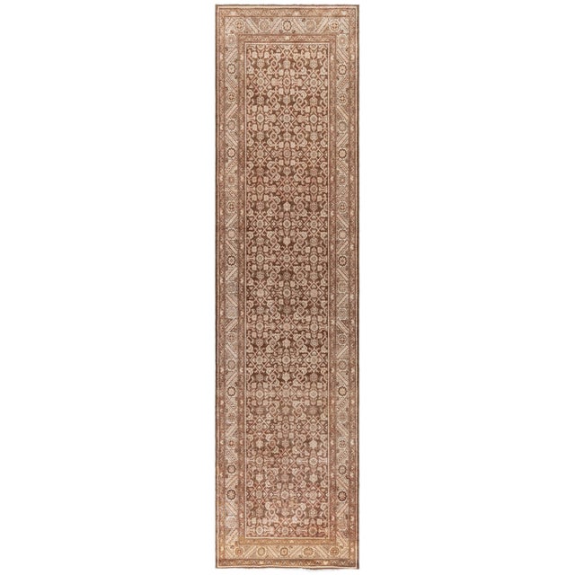 Doris Leslie Blau Antique Malayer Allover Warm Tan Runner In - c. 1920 For Sale