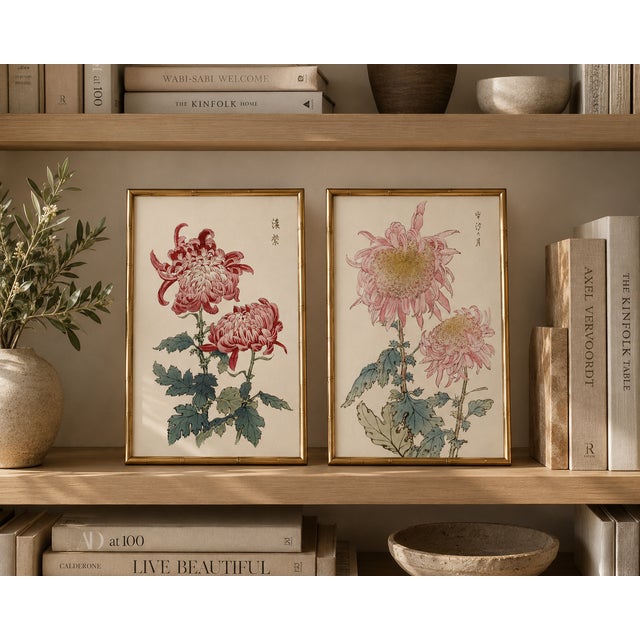 Not Yet Made - Made To Order Crimson & Blush Diptych – Vintage Japanese Botanical Prints (Set of 2), 8" X 12" For Sale - Image 5 of 7